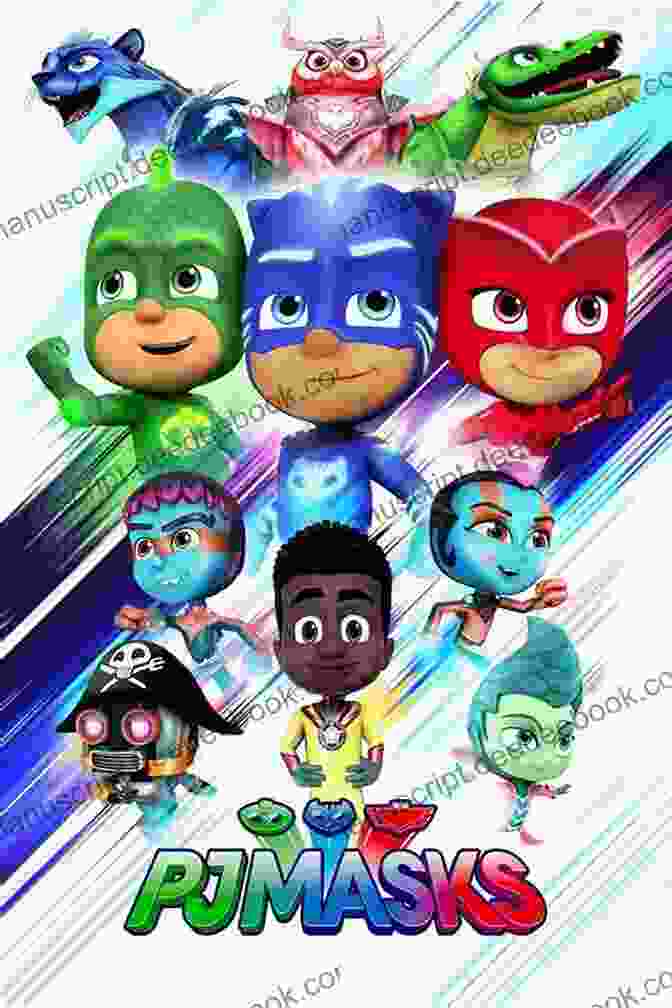 PJ Masks Save The Sleepover Movie Poster Featuring Connor, Amaya, And Greg In Their Superhero Costumes PJ Masks Save The Sleepover : Ready To Read Level 1